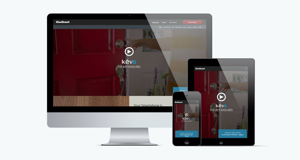 Kevo website displayed on multiple devices