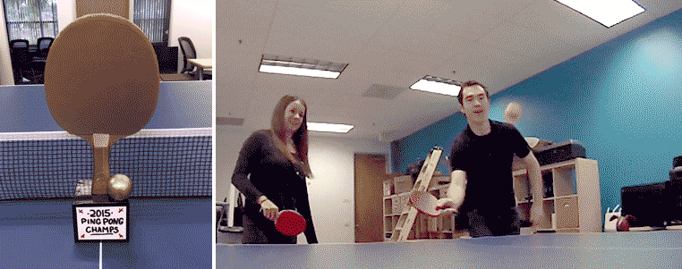 Michelle and Adam playing ping-pong