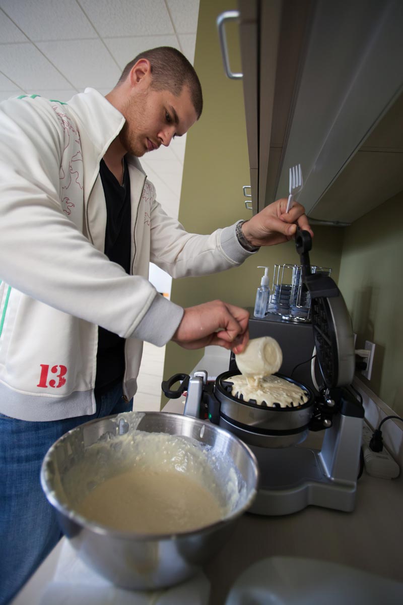 Paul making waffles