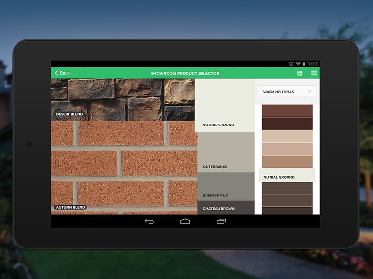 Brick color palette in app
