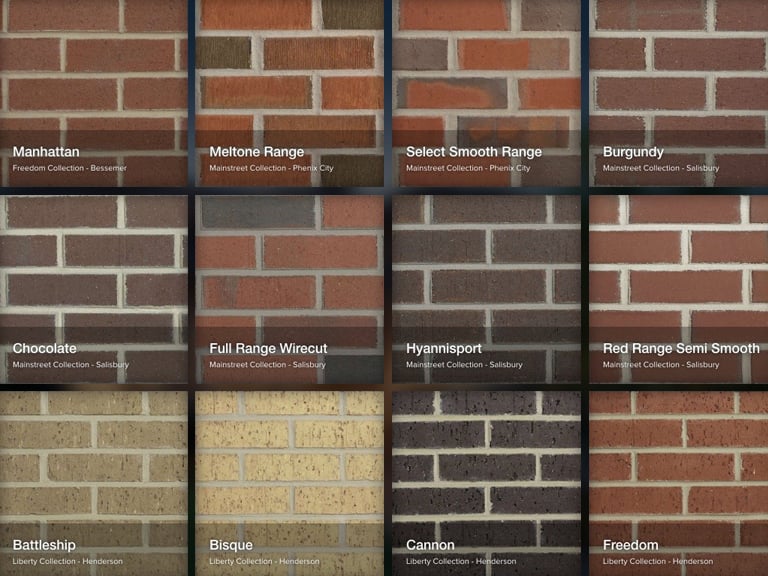 Displaying a catalog of various bricks