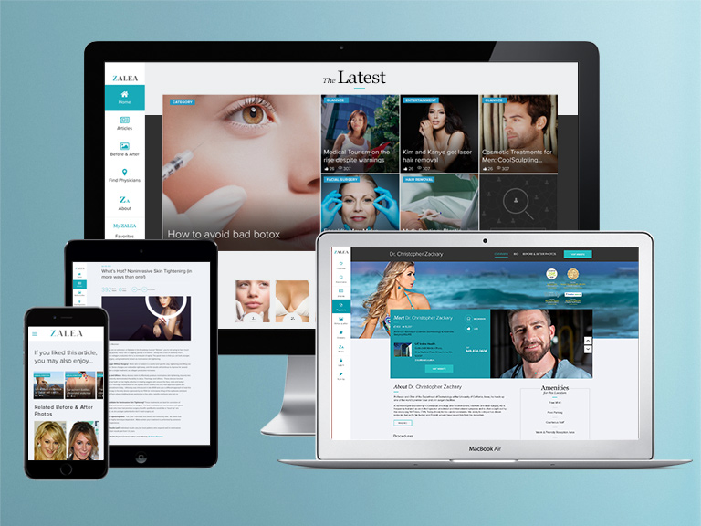 Zalea website shown on a variety of devices